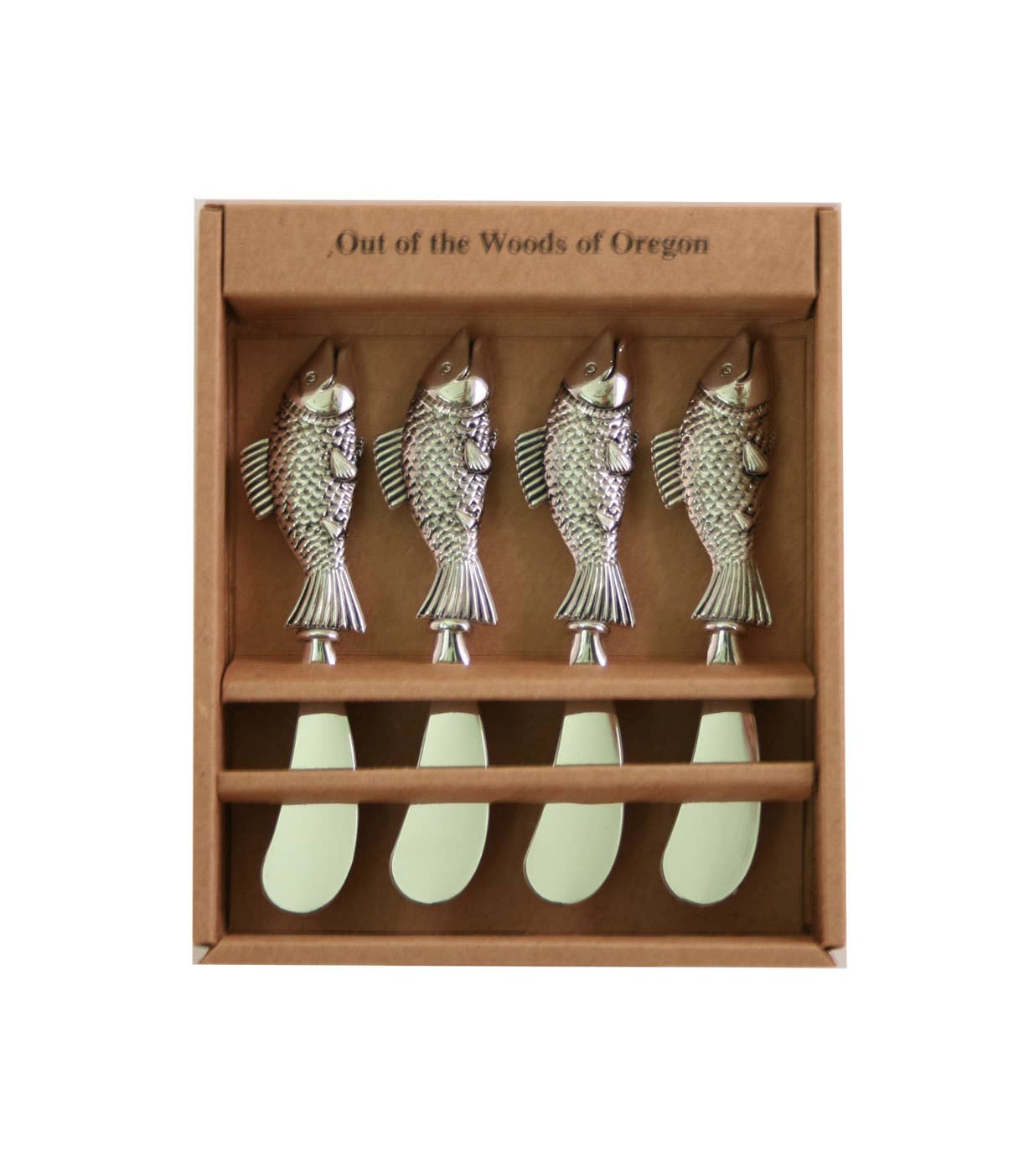 Set of 4 Cheese and Butter Spreaders - Metal Fish