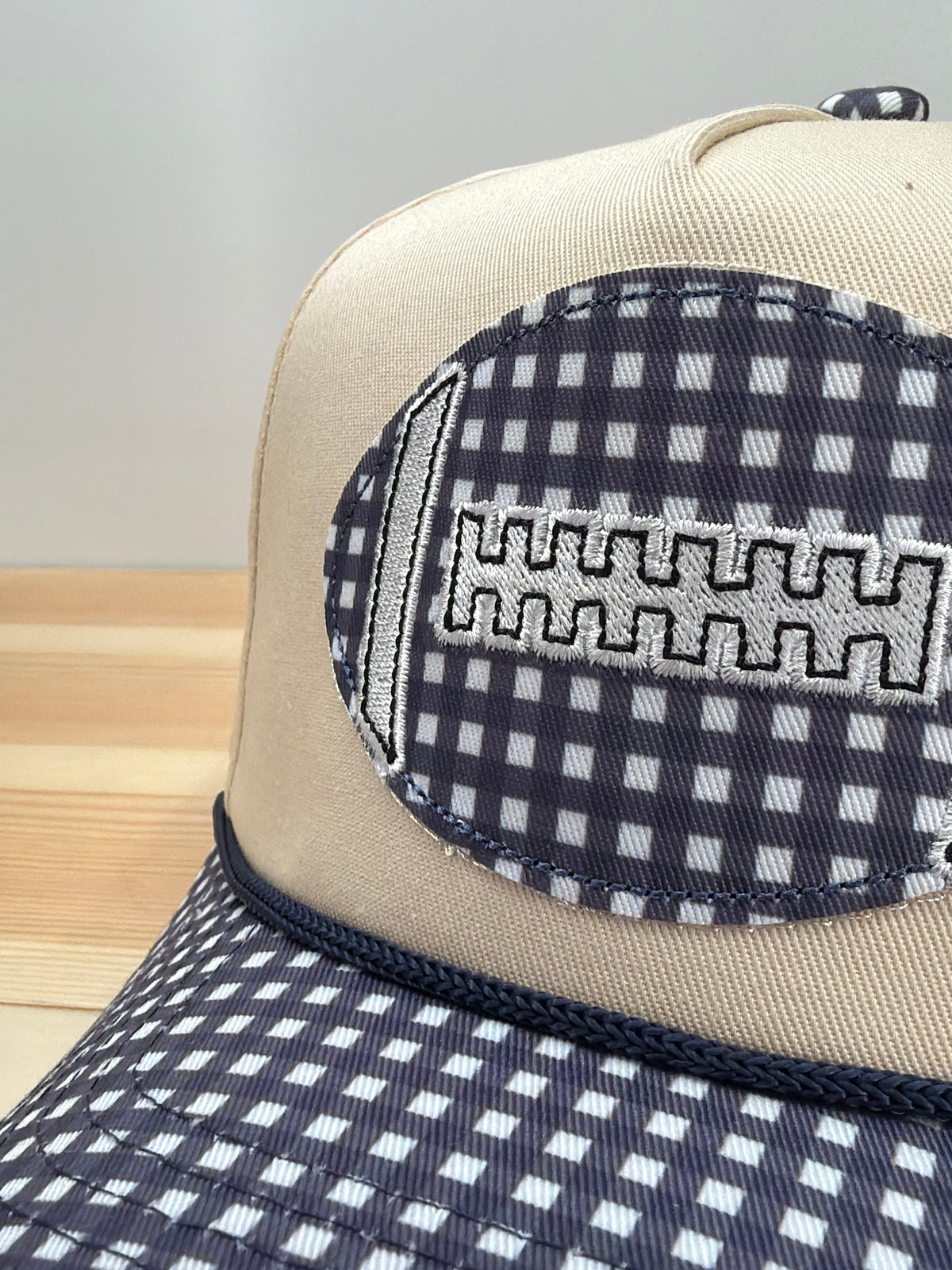 Gingham Football Canvas Hat