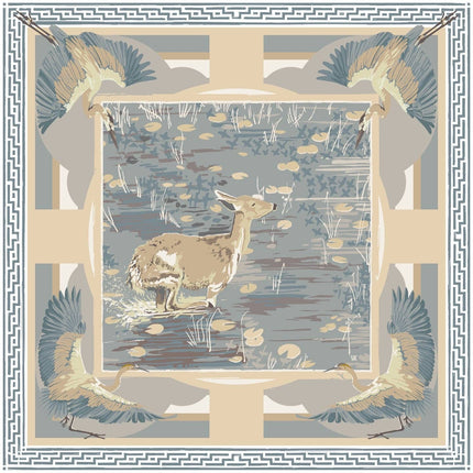 Neutral Lily Pad Doe - Double-Sided Silk Scarf