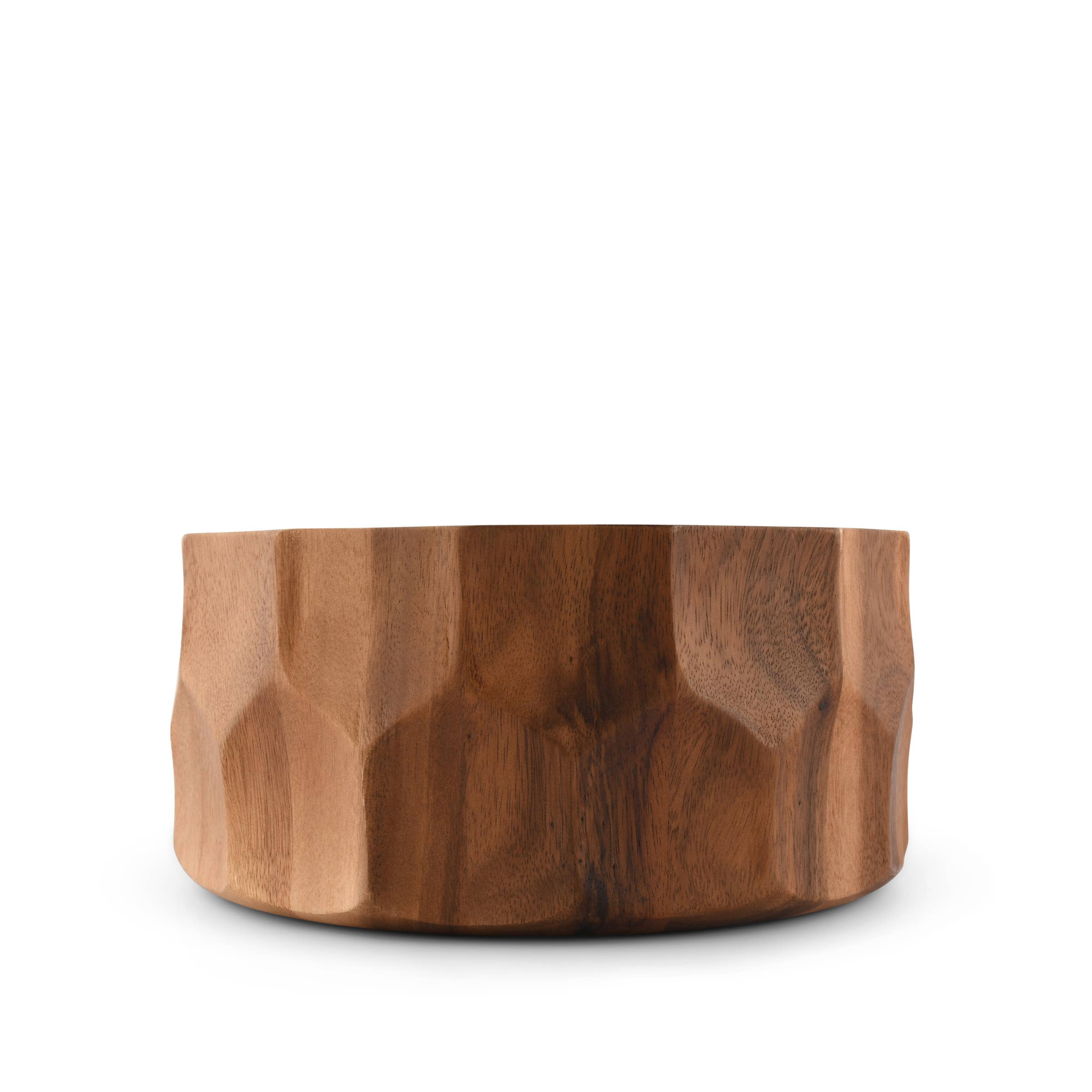 Diamond Pattern Acacia Salad Bowl - Hand Carved Design