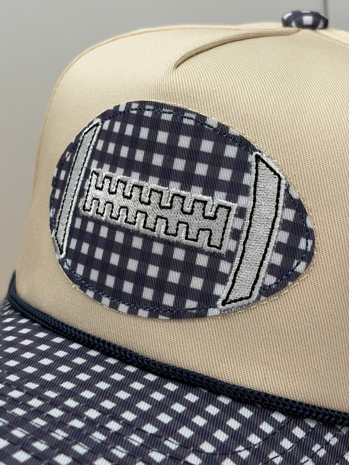 Gingham Football Canvas Hat
