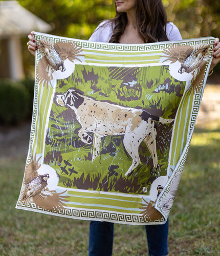 Olive Pointing Strong - Double-Sided Silk Scarf