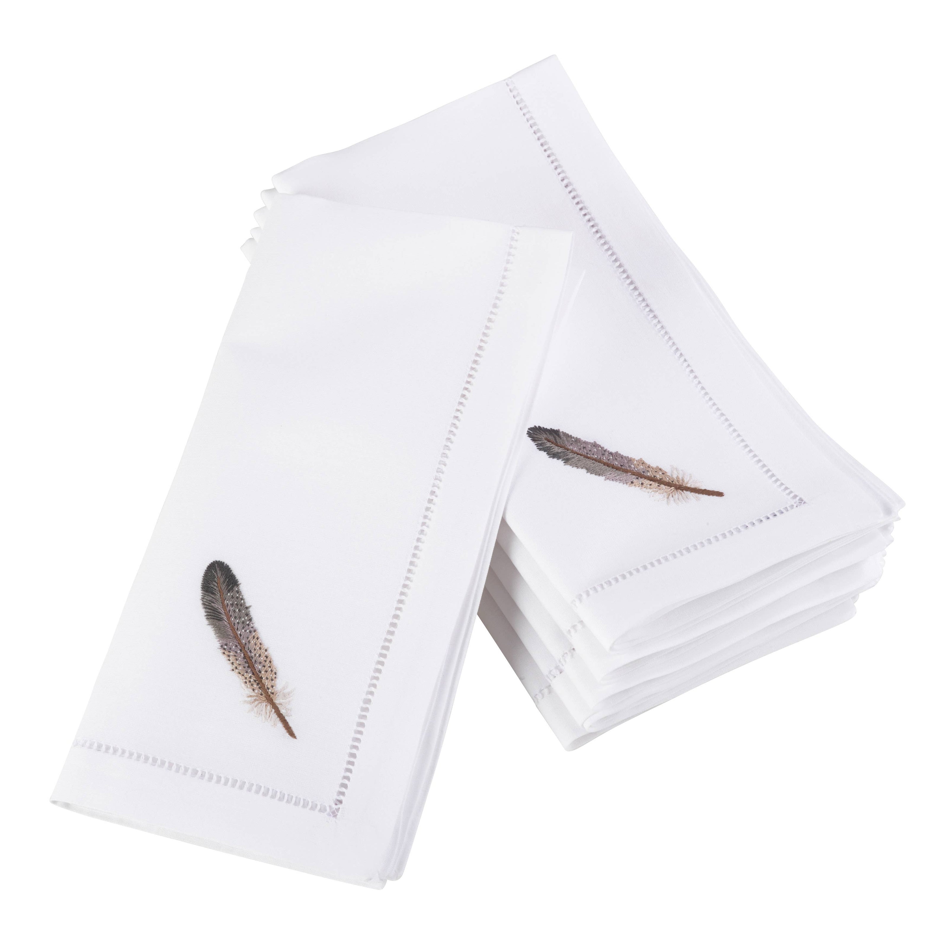 Grey Feather Hemstitch Napkin