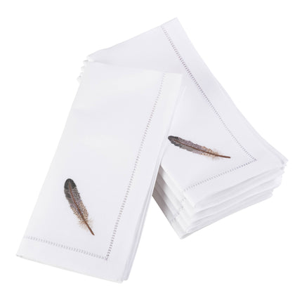 Grey Feather Hemstitch Napkin
