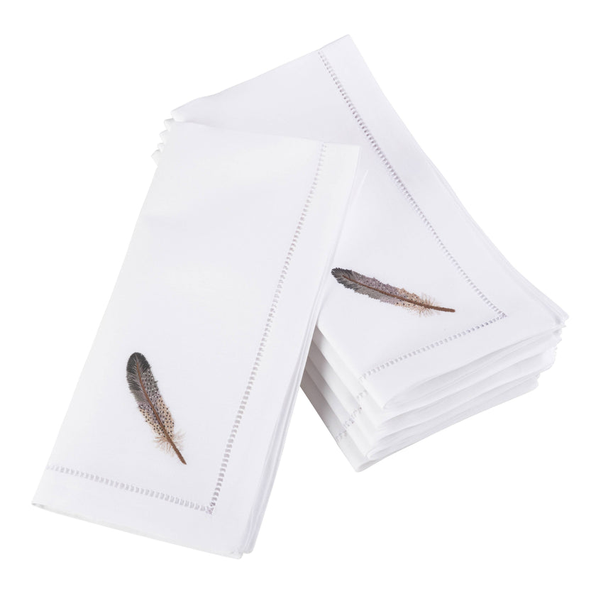 Grey Feather Hemstitch Napkin