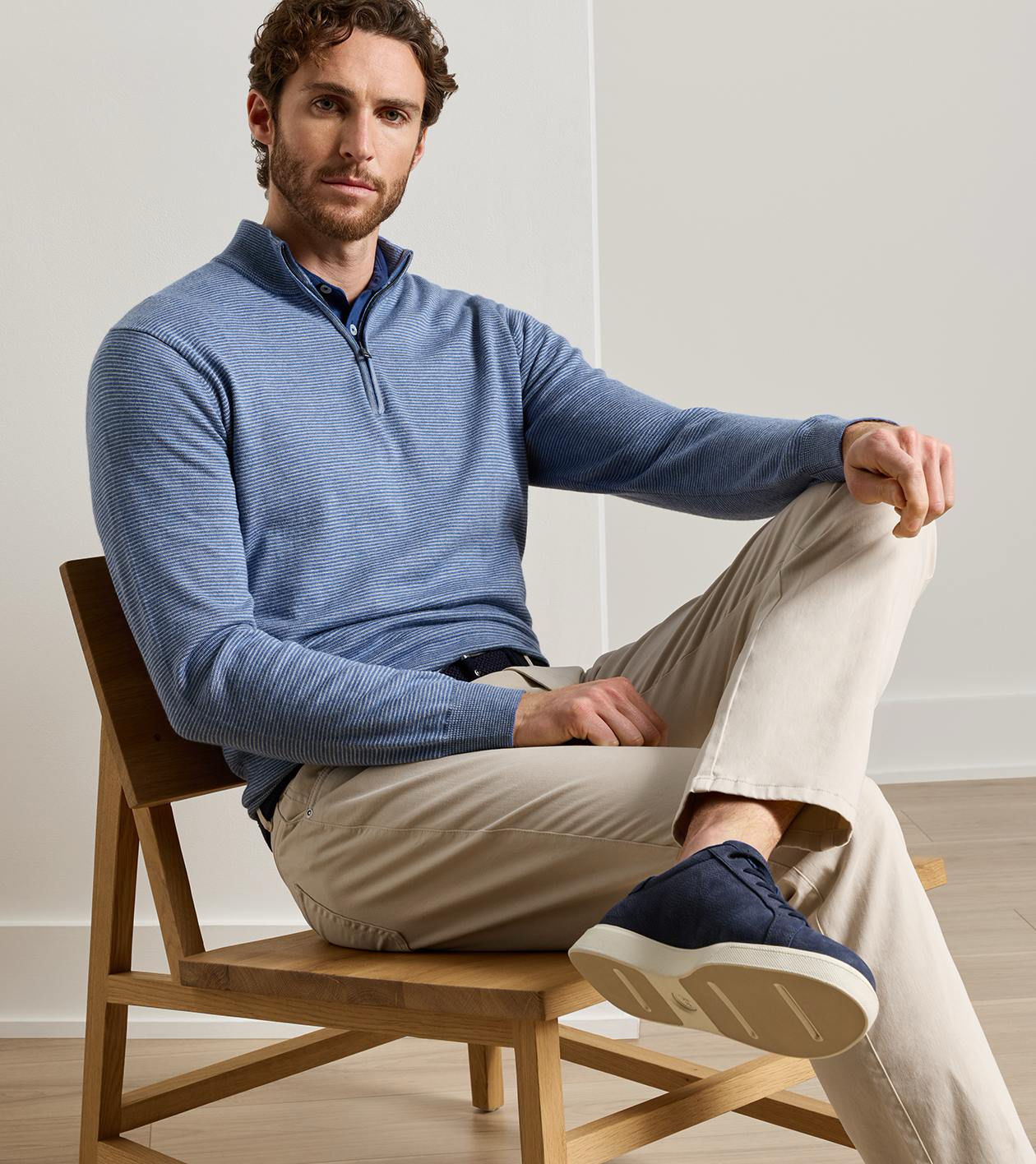 Canton Stripe Quarter Zip Sweater