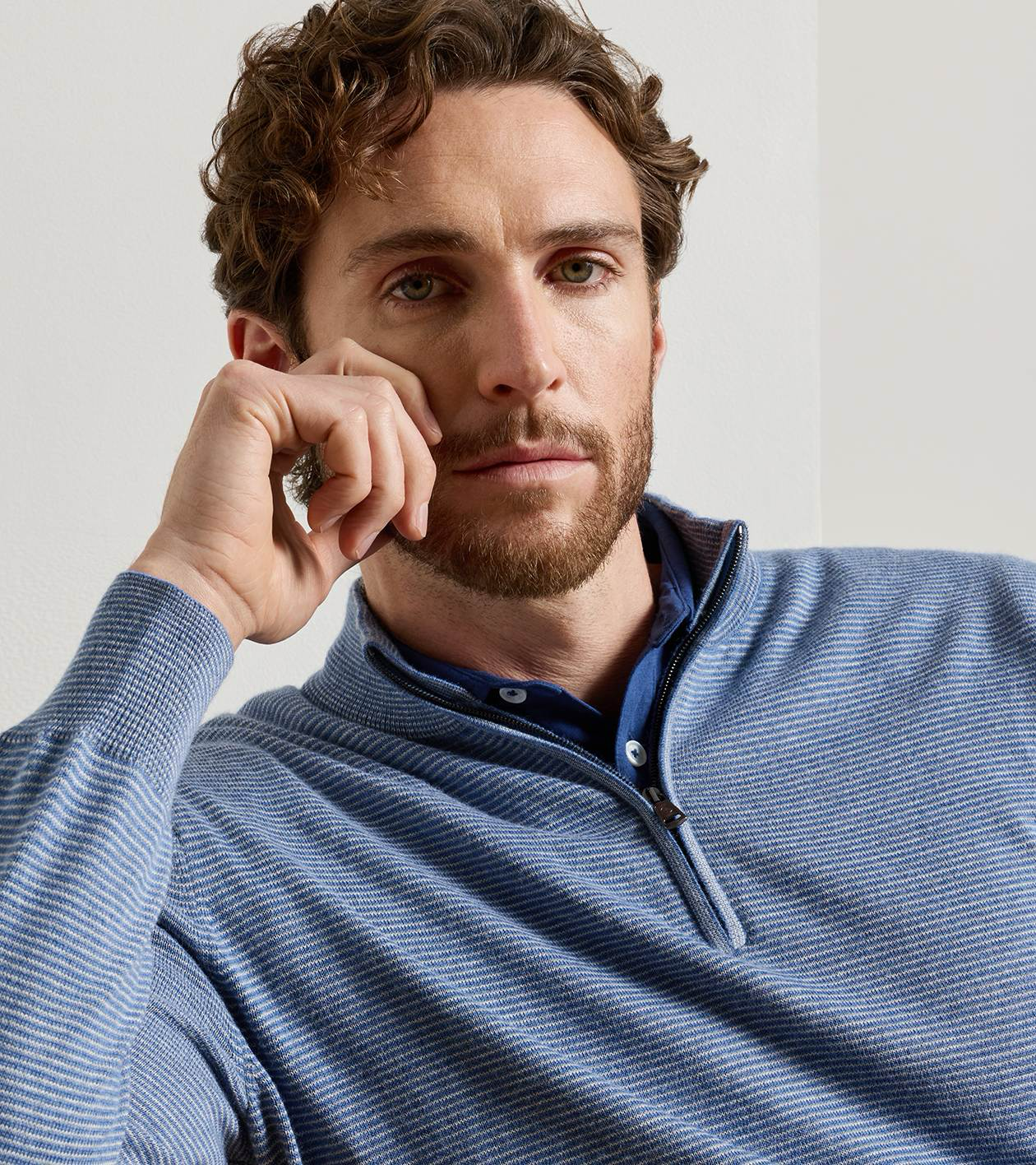 Canton Stripe Quarter Zip Sweater