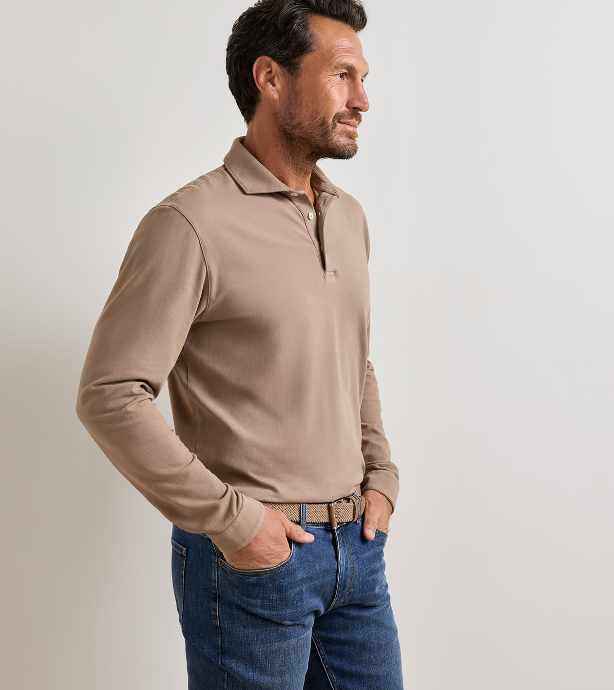 Crown Flex Cotton Long Sleeve Polo