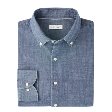 Devonport Chambray Cotton-Stretch Sport Shirt