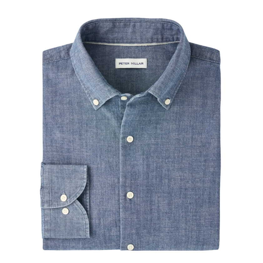 Devonport Chambray Cotton-Stretch Sport Shirt