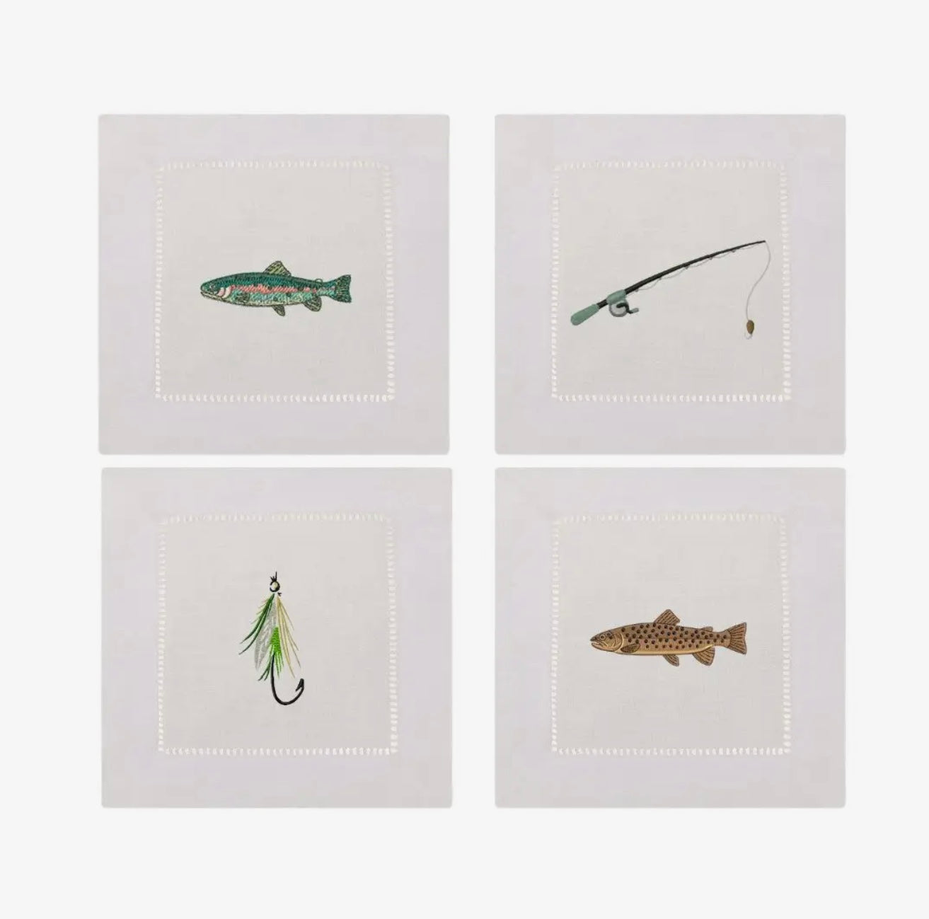Assorted Fishing Cocktail Napkins - set of 4