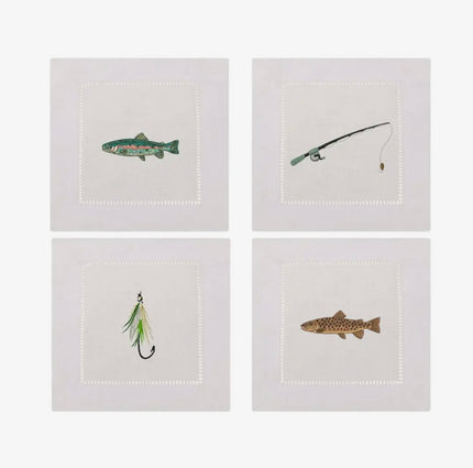 Assorted Fishing Cocktail Napkins - set of 4