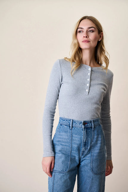 Pointelle Long Sleeve Henley