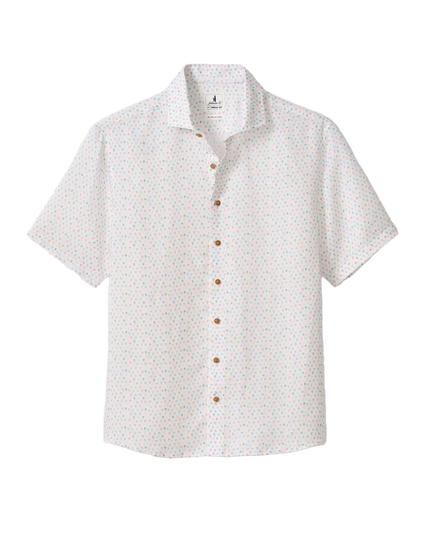 Linen Blend Short Sleeve Button Down Shirt Cash Bar