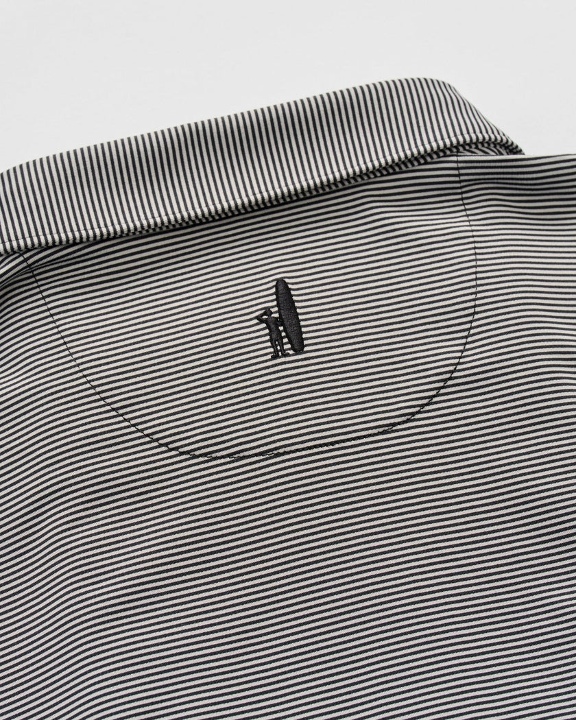 Lyndonn Stripe Performance Jersey Polo Black Seal
