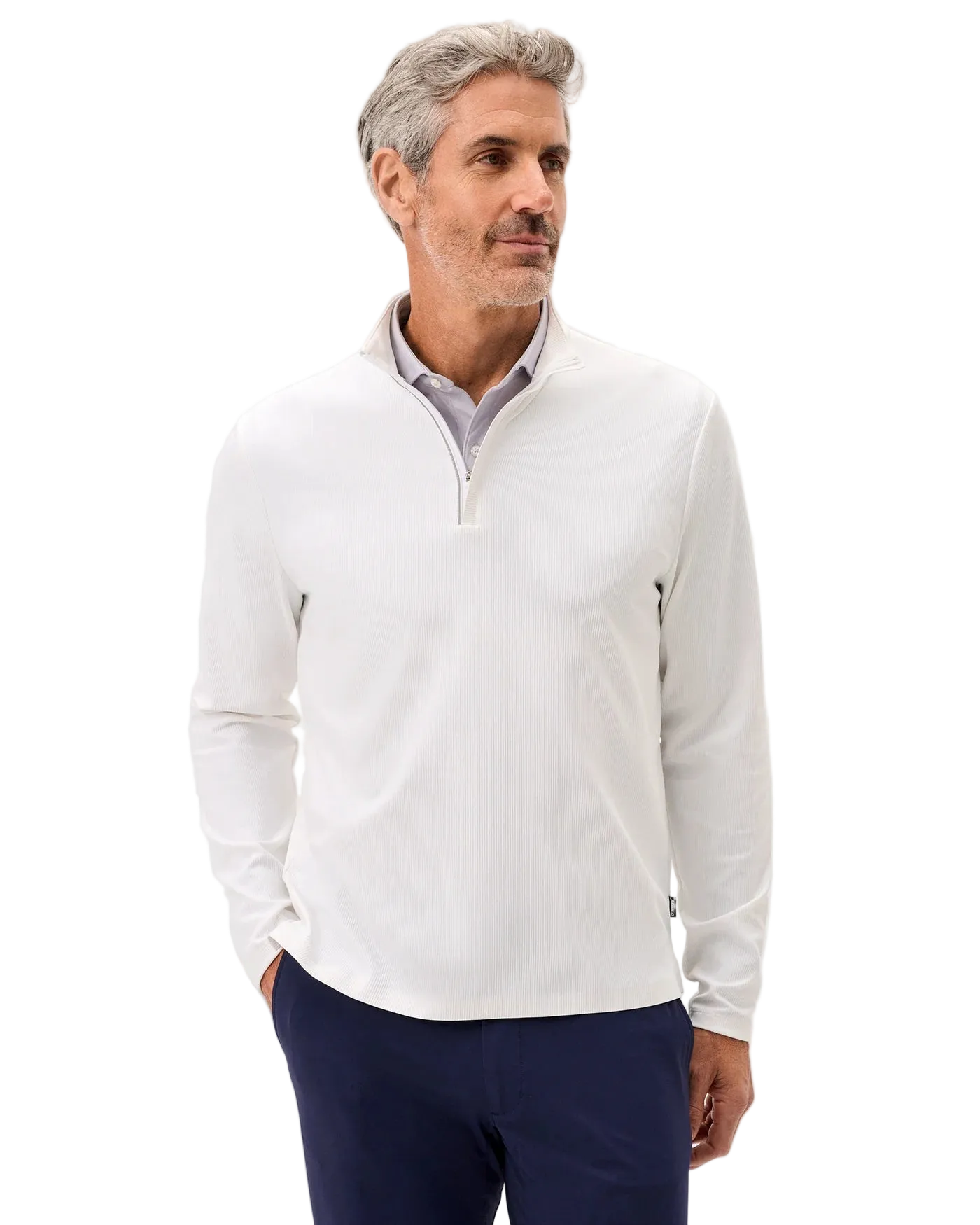 Hoppin Ribbed Knit Performance 1/4 Zip Pullover White