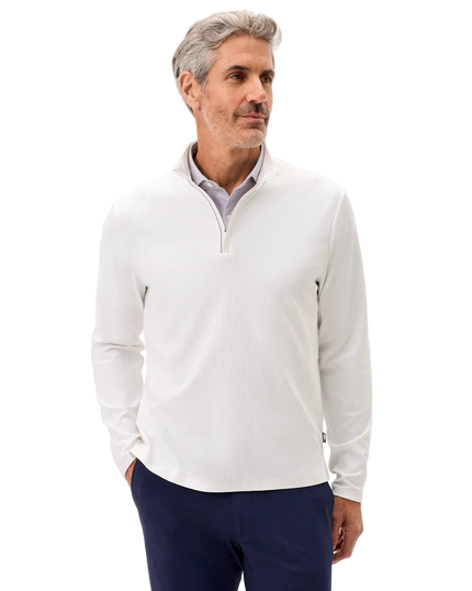 Hoppin Ribbed Knit Performance 1/4 Zip Pullover White