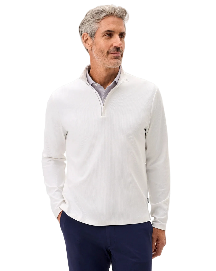 Hoppin Ribbed Knit Performance 1/4 Zip Pullover White