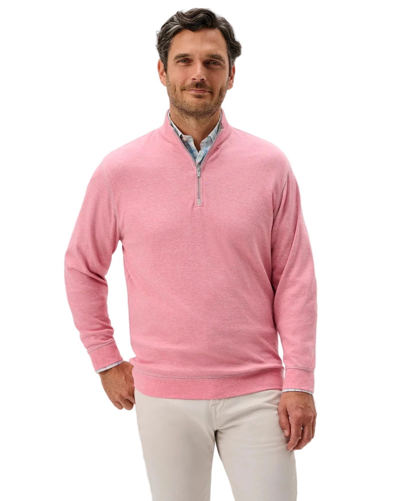 Hanks Lightweight Textured 1/4 Zip Pullover Berry