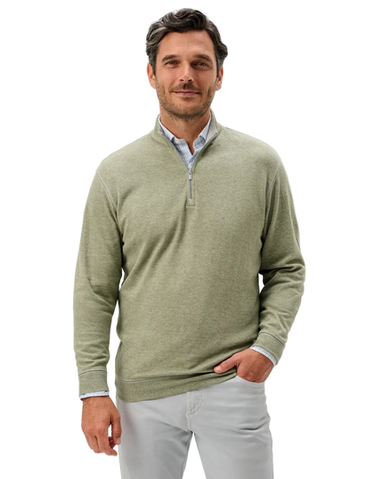 Hanks Lightweight Textured 1/4 Zip Pullover Pesto
