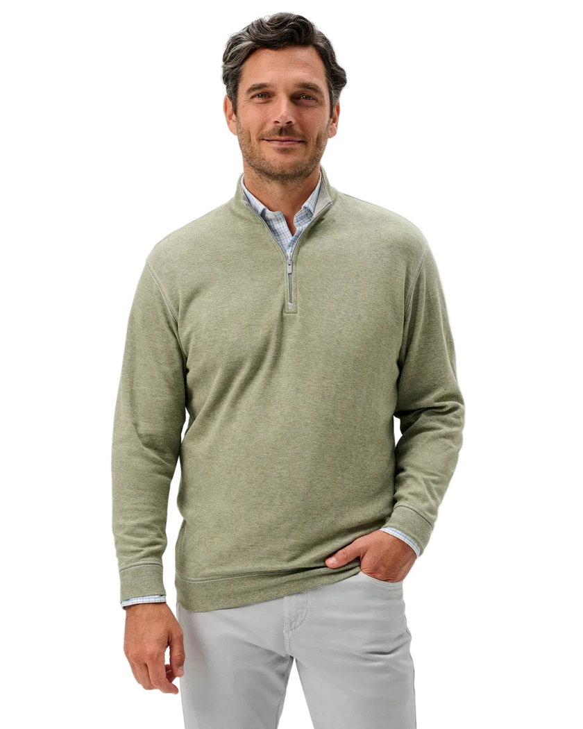 Hanks Lightweight Textured 1/4 Zip Pullover Pesto