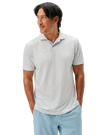 Starnes Heathered Cotton Blend Polo Light Grey
