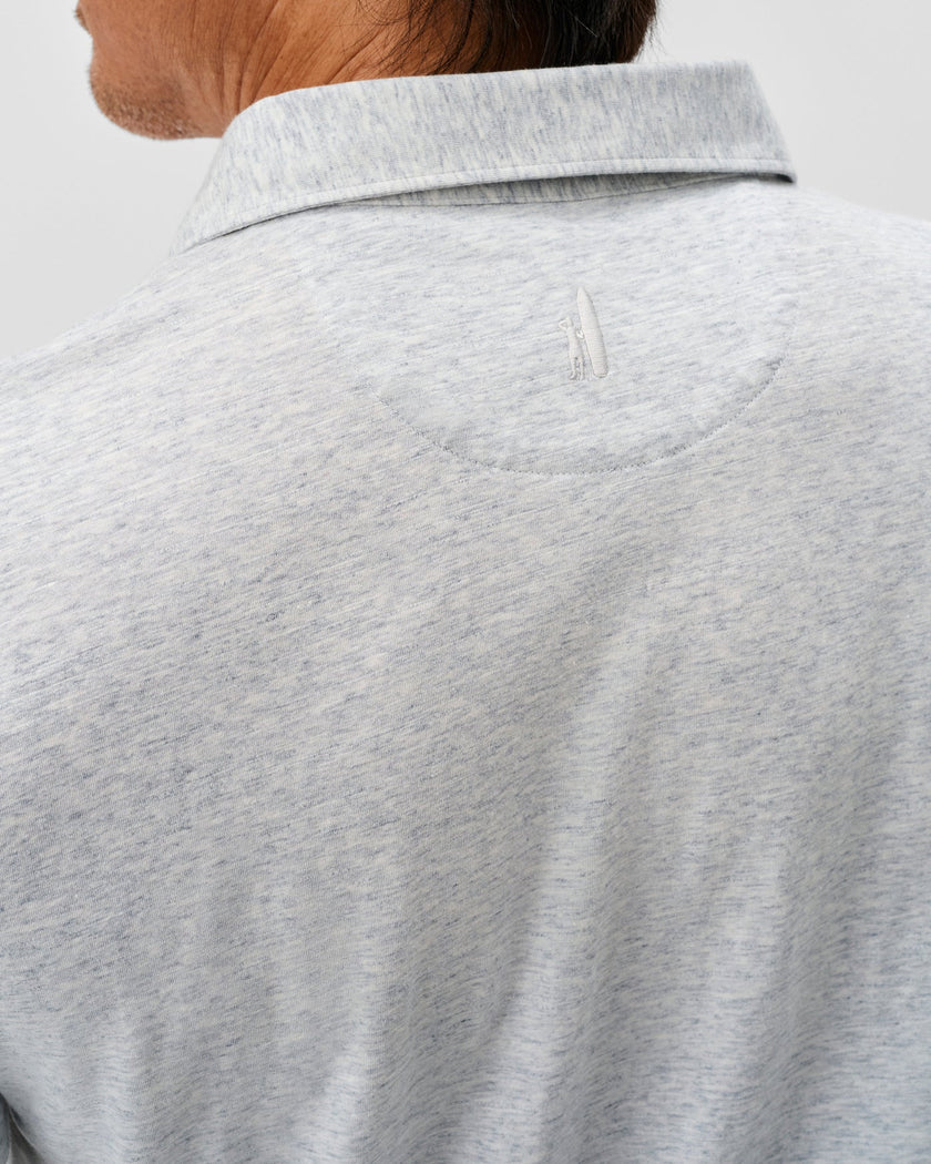 Starnes Heathered Cotton Blend Polo Light Grey
