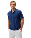Starnes Heathered Cotton Blend Polo Navy