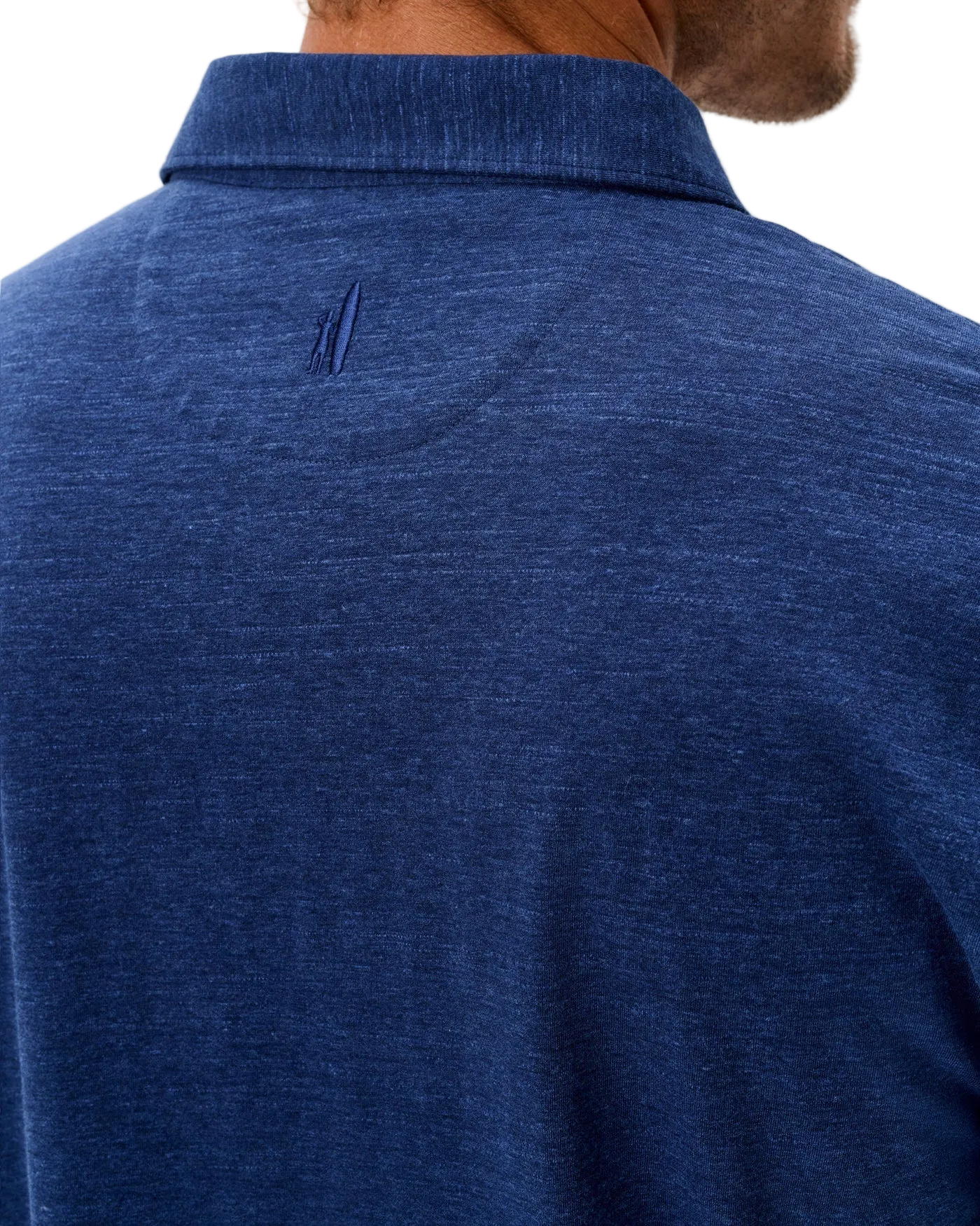 Starnes Heathered Cotton Blend Polo Navy