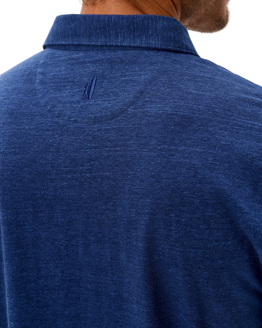 Starnes Heathered Cotton Blend Polo Navy