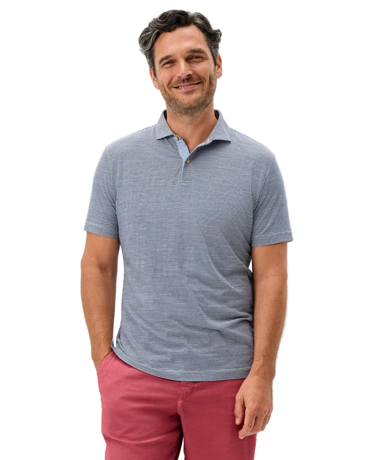 Thatcher Stripe Cotton Blend Polo