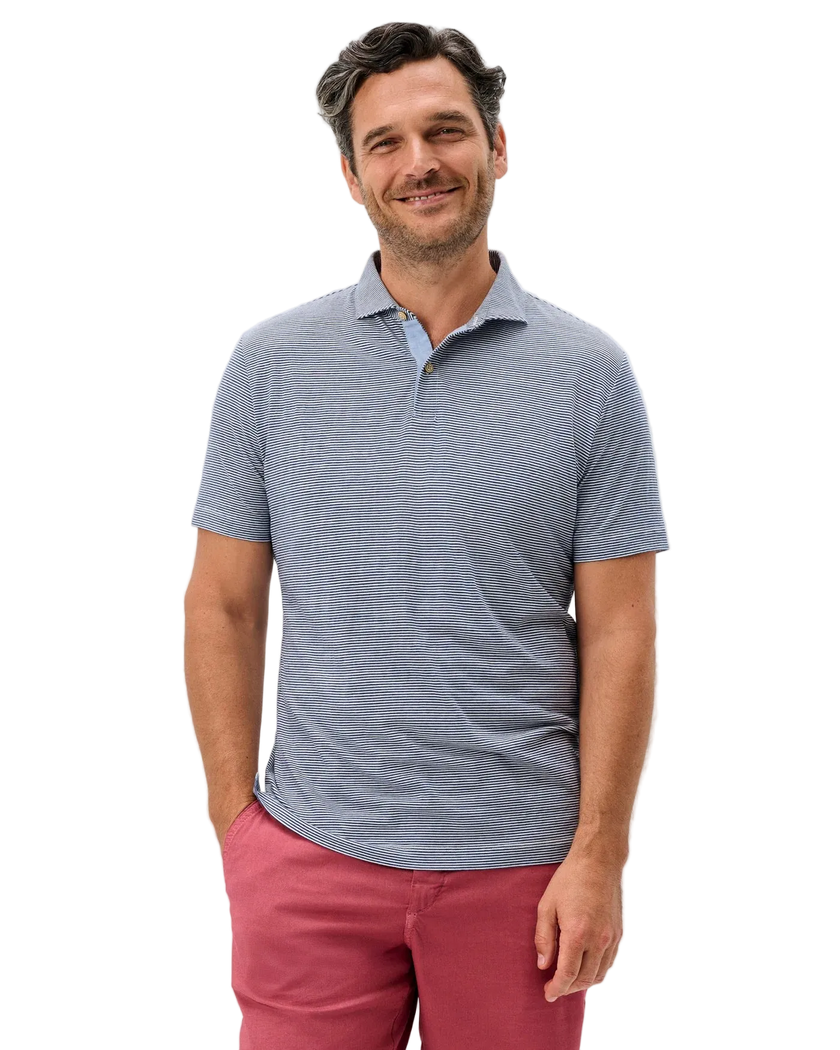 Thatcher Stripe Cotton Blend Polo