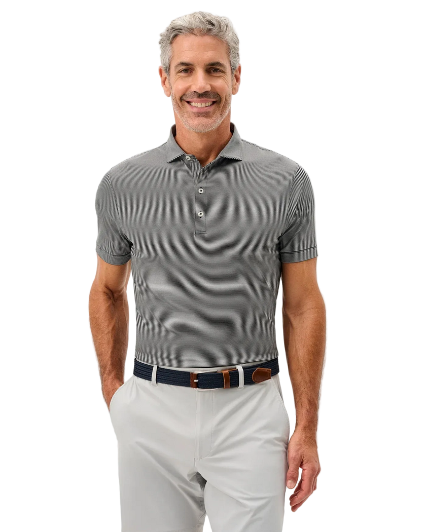 Lyndonn Stripe Performance Jersey Polo Black Seal