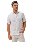 Linen Blend Short Sleeve Button Down Shirt Cash Bar