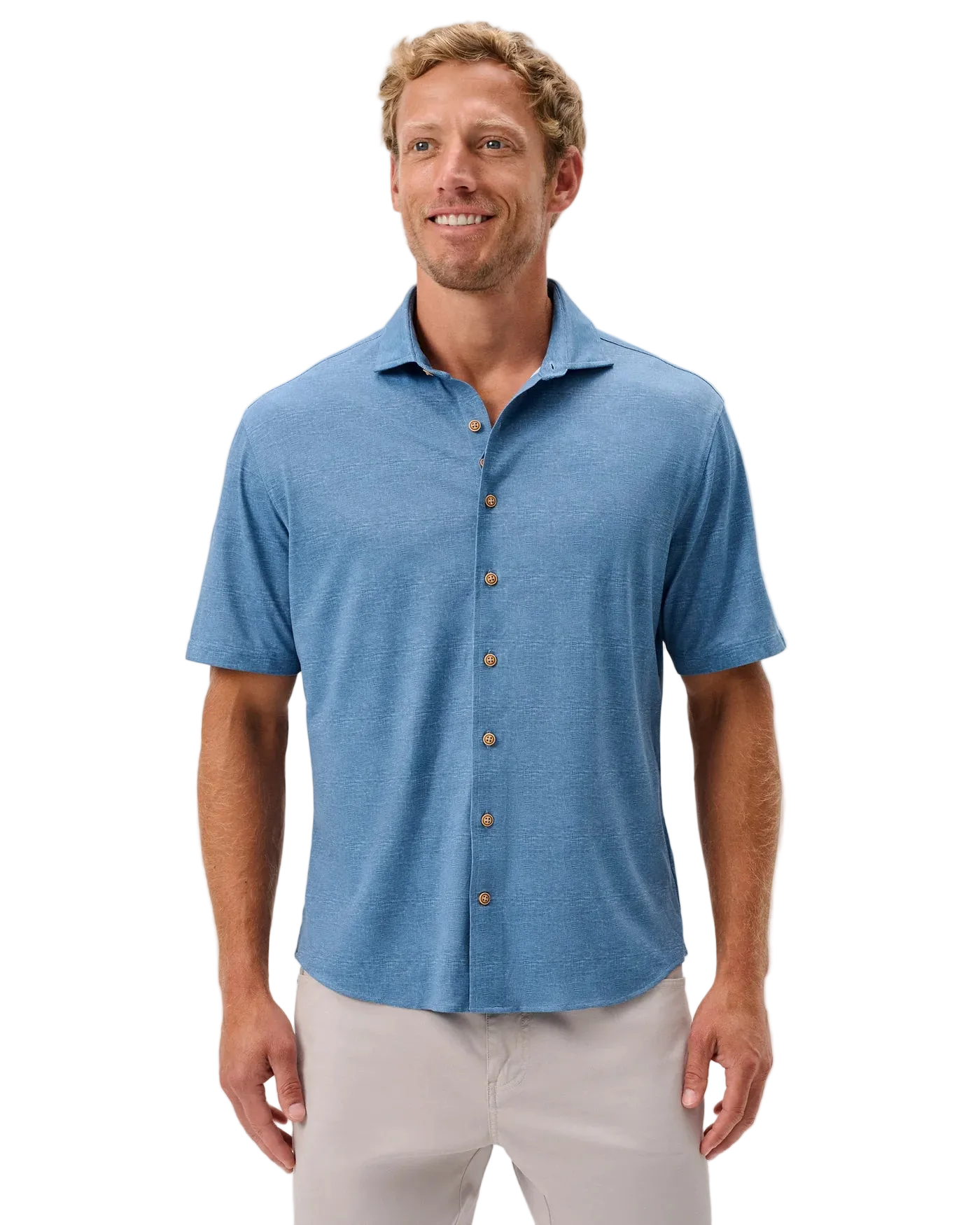 Breck Printed Solid Knit Button Down Shirt