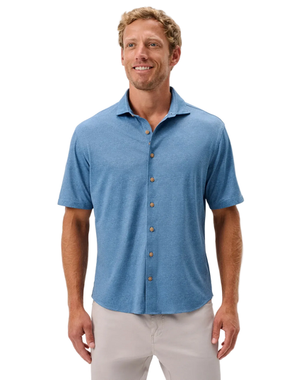 Breck Printed Solid Knit Button Down Shirt