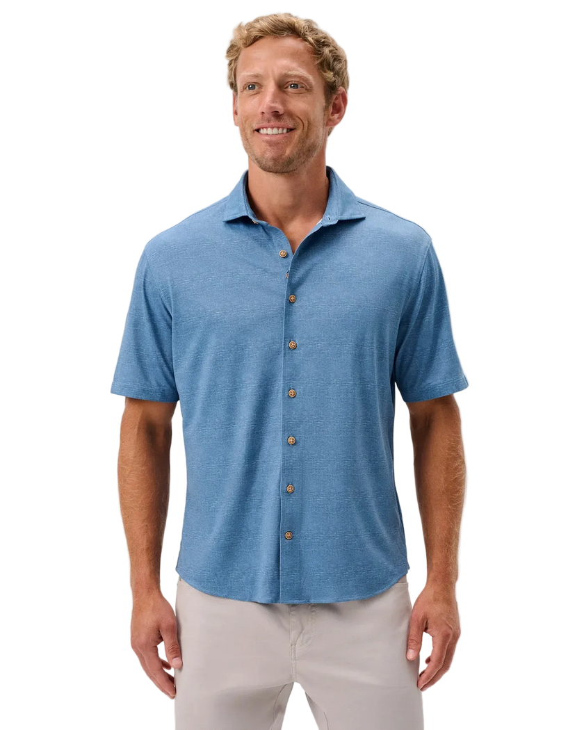 Breck Printed Solid Knit Button Down Shirt