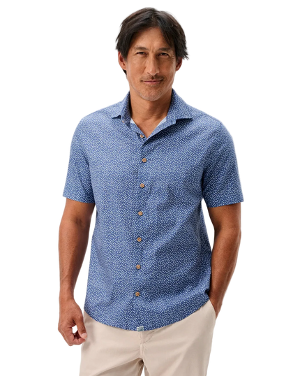 Cotton Blend Short Sleeve Button Down Shirt