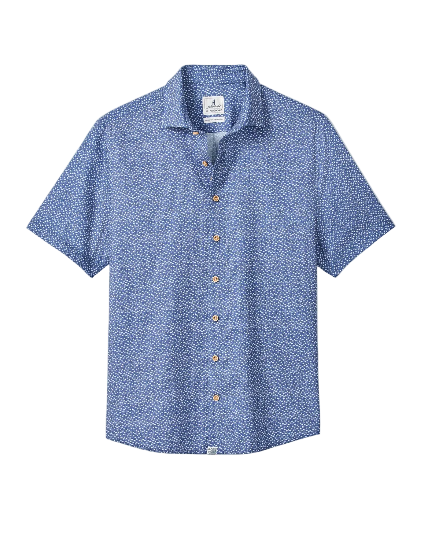 Cotton Blend Short Sleeve Button Down Shirt