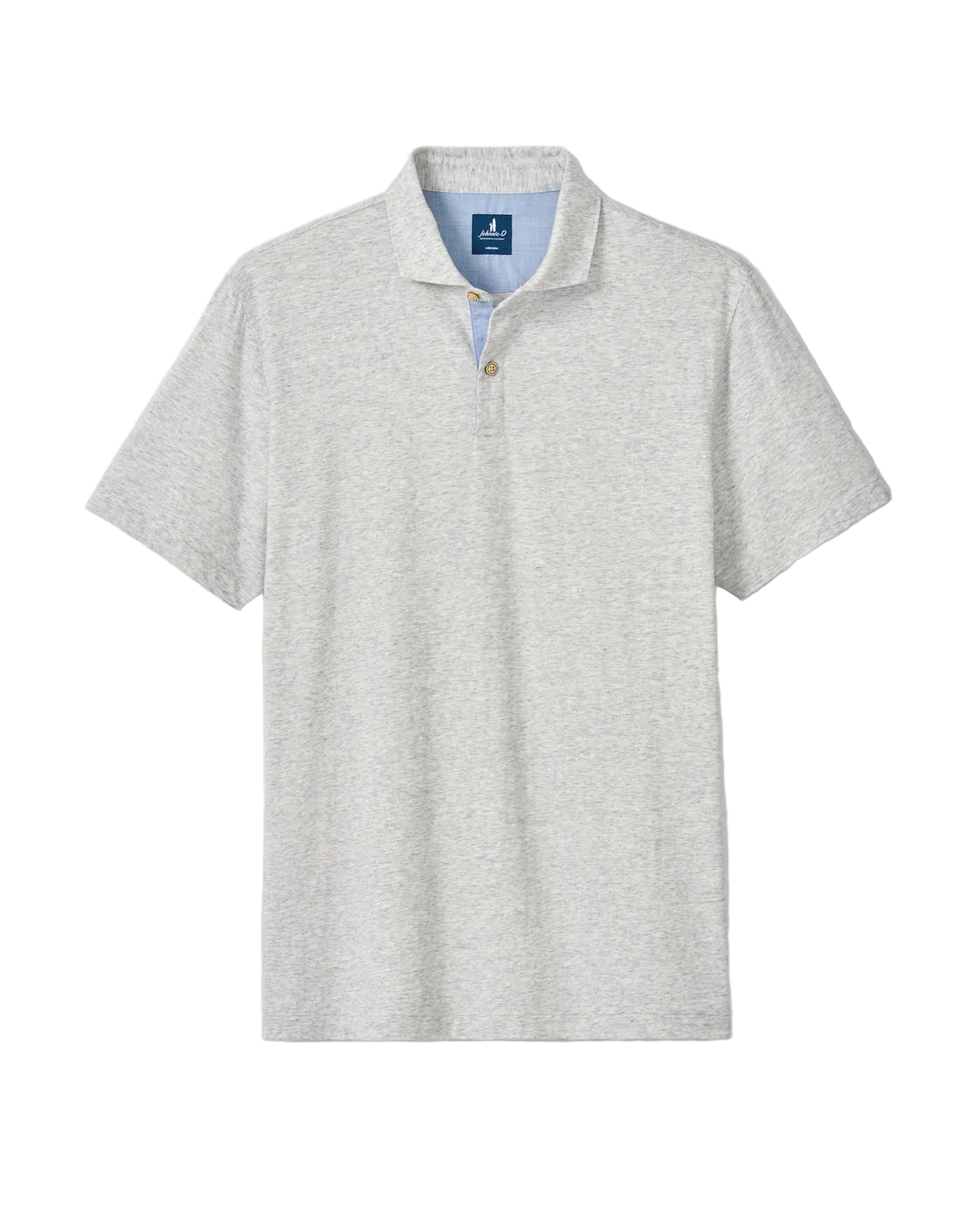 Starnes Heathered Cotton Blend Polo Light Grey