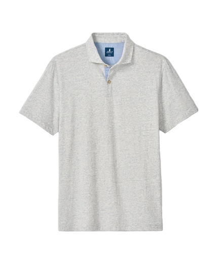 Starnes Heathered Cotton Blend Polo Light Grey