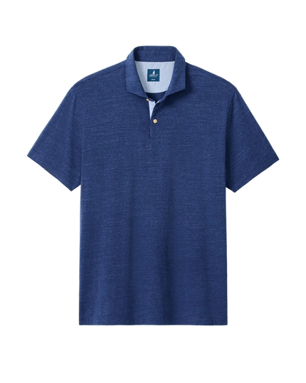 Starnes Heathered Cotton Blend Polo Navy