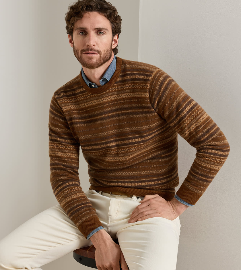 Saddle Fairisle Crewneck Sweater