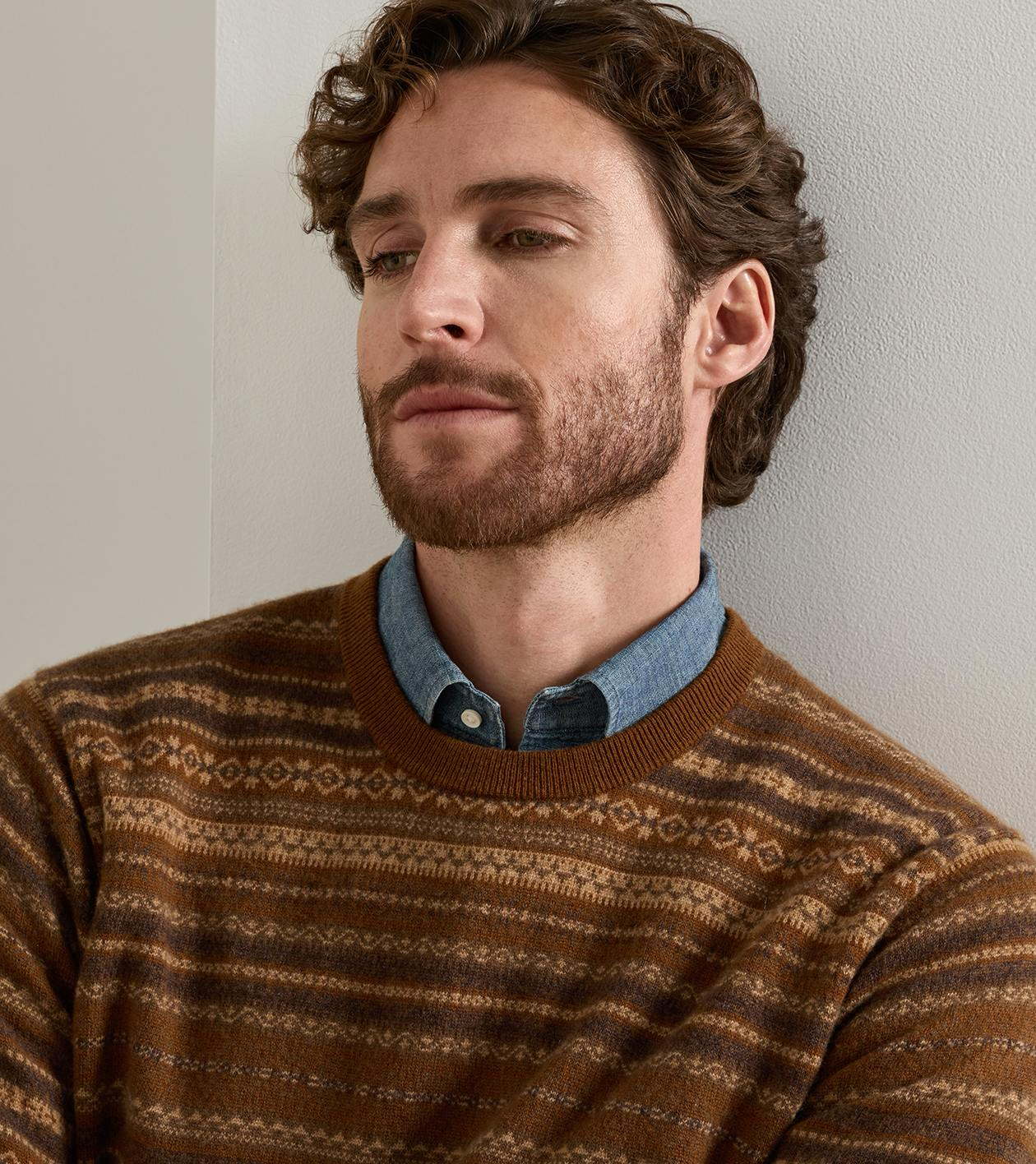 Saddle Fairisle Crewneck Sweater