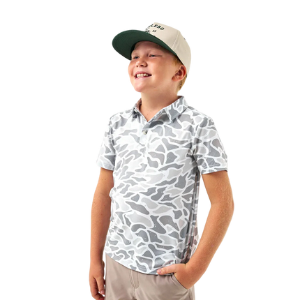 Youth White Camo Performance Polo