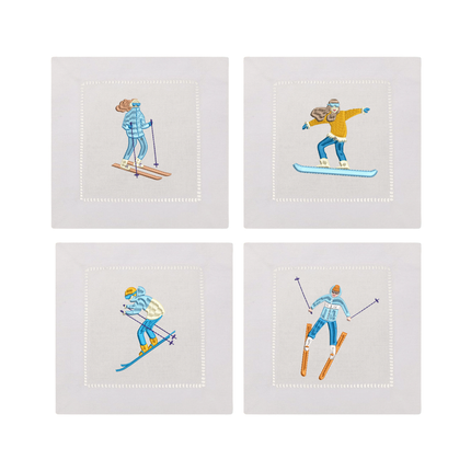 Skiers Embroidered Napkin set