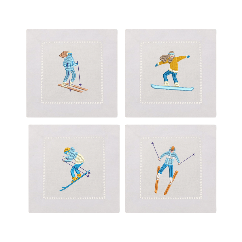 Skiers Embroidered Napkin set