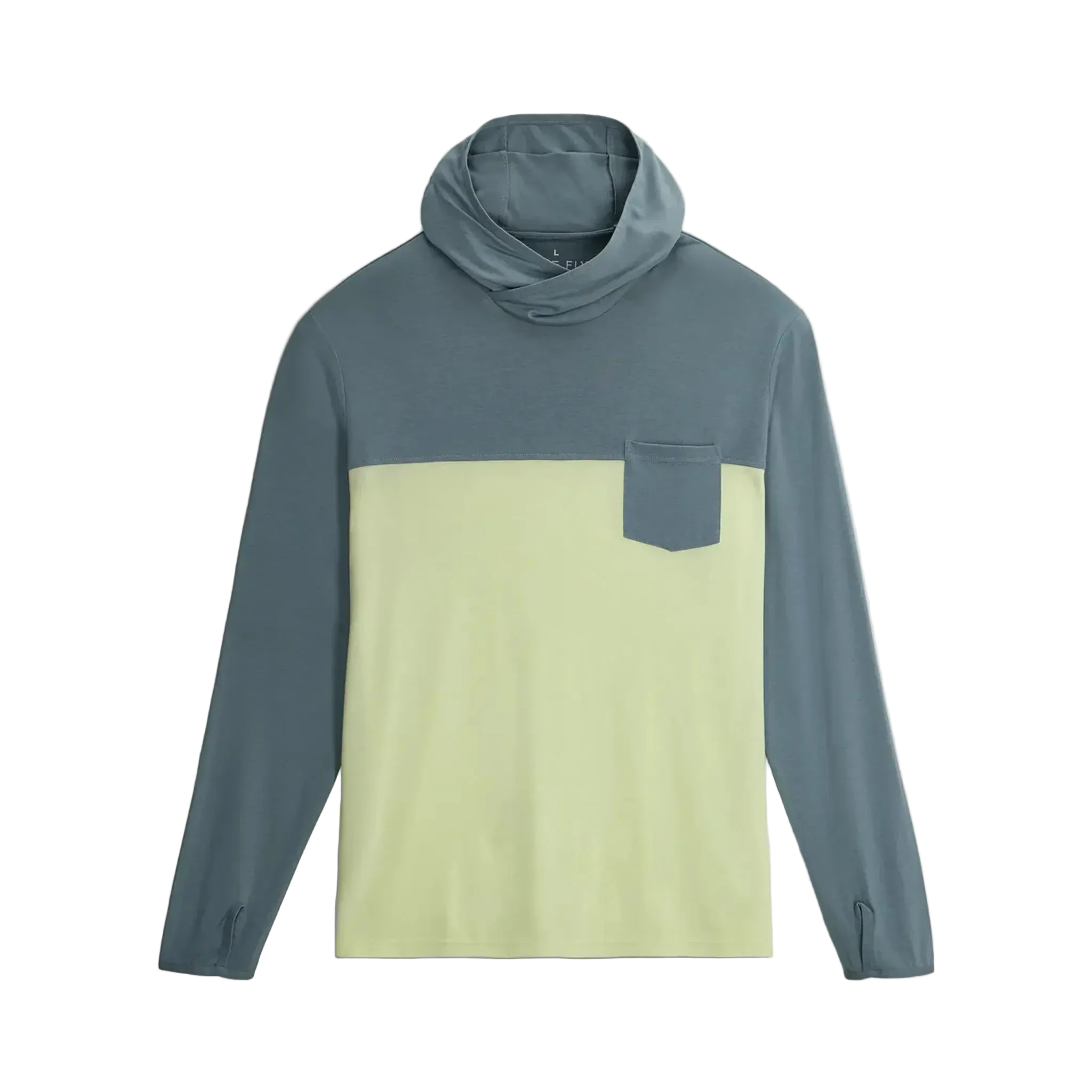 Bamboo Hybrid Hoodie Stormy Sea/ Lime
