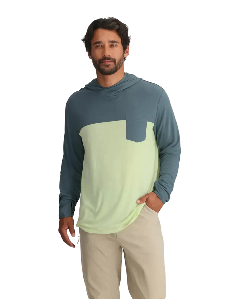 Bamboo Hybrid Hoodie Stormy Sea/ Lime