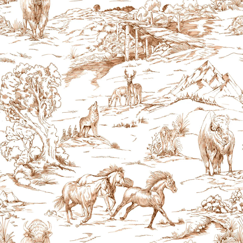Buffalo Toile Brown Quilted